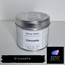 Load image into Gallery viewer, Citronella Scented Candle Tin - 250ML - Moray Melts