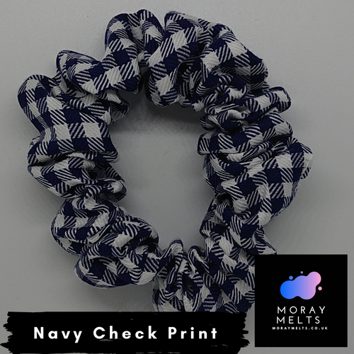 Navy Gingham/Check Print Hair Scrunchie - Moray Melts