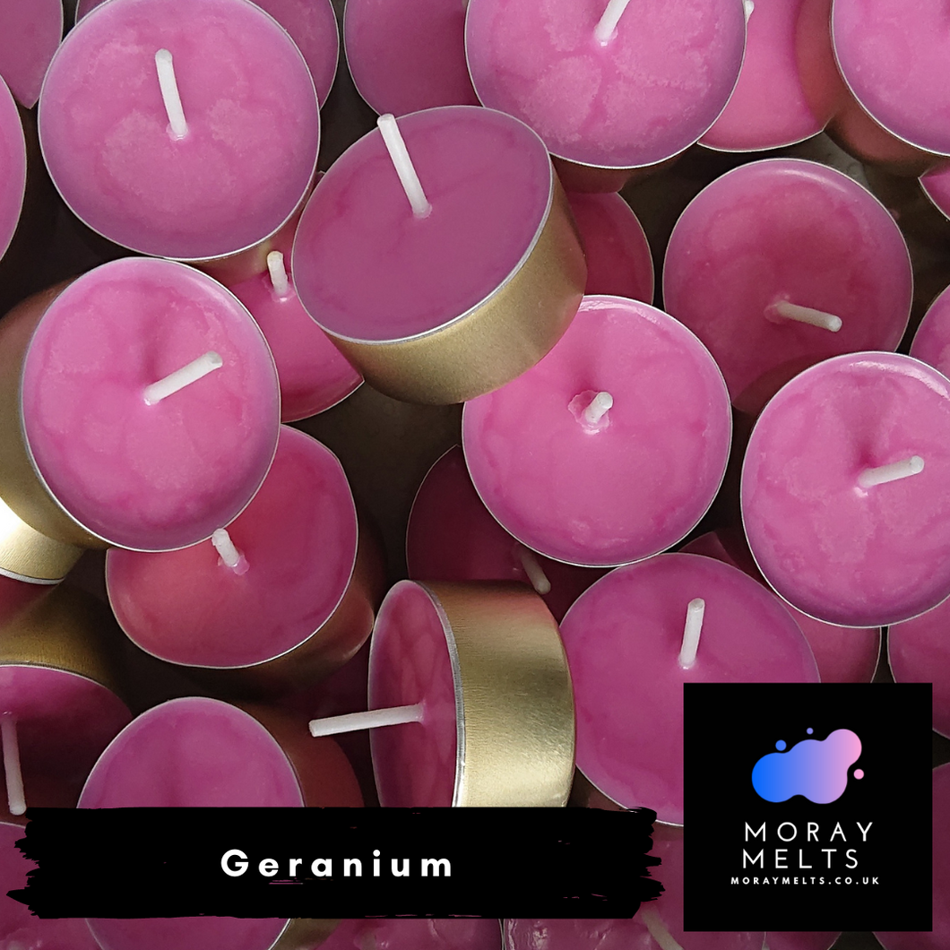 Geranium Tealight Candle Box of 20