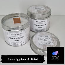 Load image into Gallery viewer, Eucalyptus &amp; Mint Scented Candle Tin - 250ml - Moray Melts
