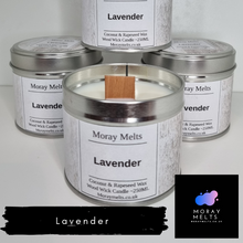 Load image into Gallery viewer, Lavender Wood Wick Candle Tin - 250ML - Moray Melts

