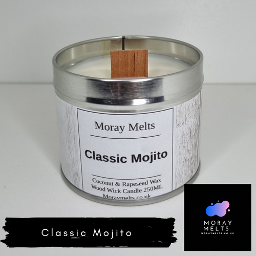 Classic Mojito Wood Wick Candle Tin - 250ML - Moray Melts