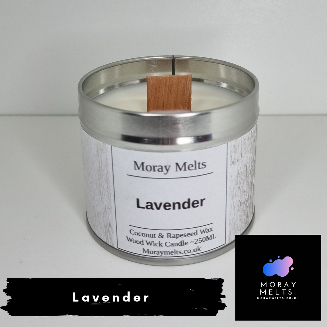 Lavender Wood Wick Candle Tin - 250ML - Moray Melts