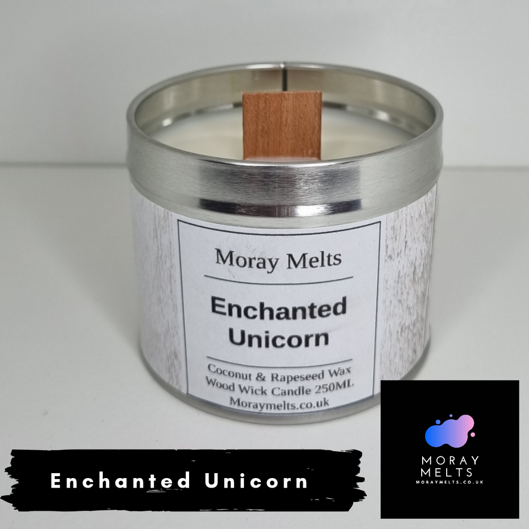 Enchanted Unicorn Wood Wick Candle Tin - 250ML