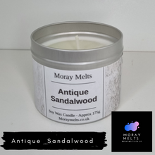 Load image into Gallery viewer, Antique Sandalwood Scented Candle Tin - 175g - Moray Melts
