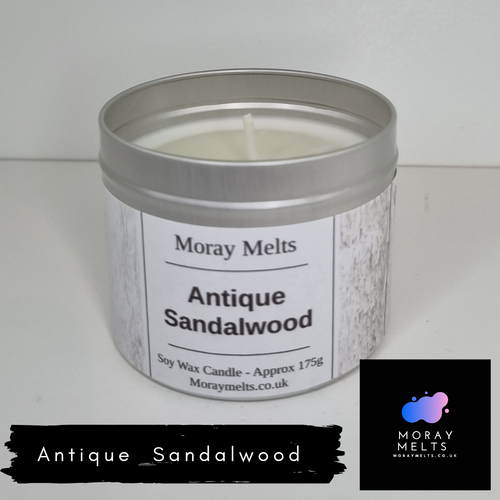 Antique Sandalwood Scented Candle Tin - 175g - Moray Melts