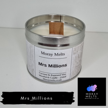 Load image into Gallery viewer, Mrs Millions Scented Candle Tin - 250ml - Moray Melts
