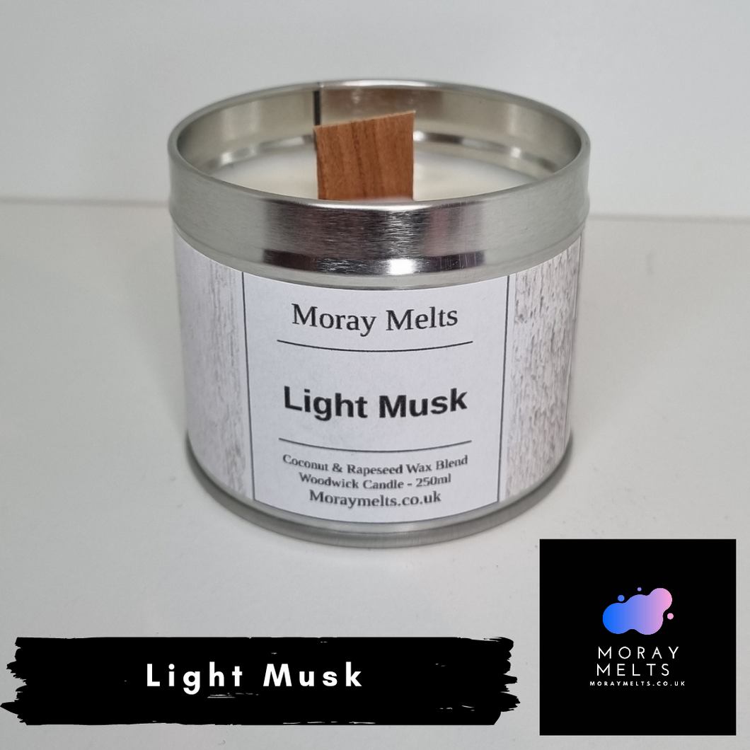 Light Musk Scented Candle Tin - 250ml - Moray Melts