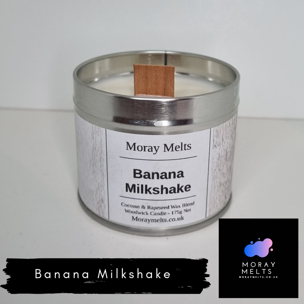 Banana Milkshake Woodwick Candle Tin - 250ML - Moray Melts