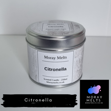 Load image into Gallery viewer, Citronella Scented Candle Tin - 250ML - Moray Melts
