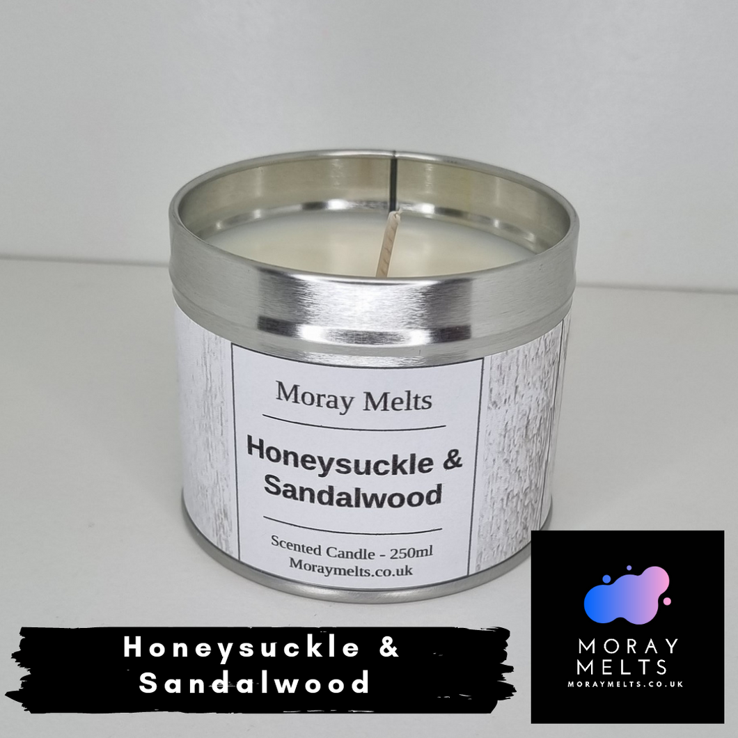 Honeysuckle & Sandalwood Scented Candle Tin - 250ML