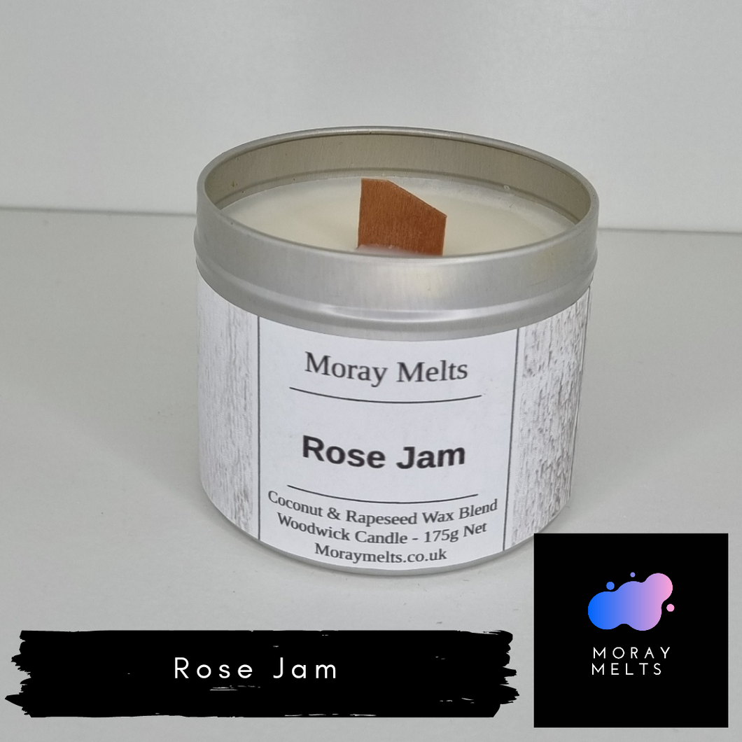 Rose Jam Woodwick Candle Tin - 250ML - Moray Melts