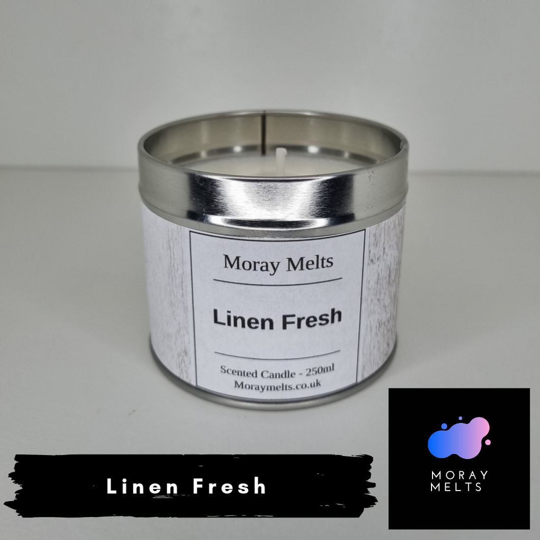 Linen Fresh  Candle Tin - 250ml - Moray Melts
