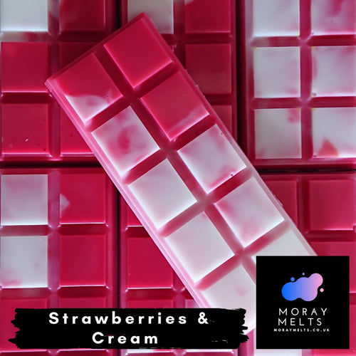Strawberries & Cream Wax Melt Snap Bar -25g or 50g - Moray Melts
