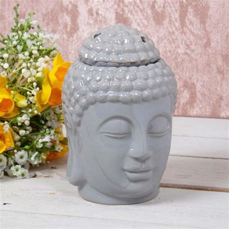 Buddha Head Tealight Burner - Grey