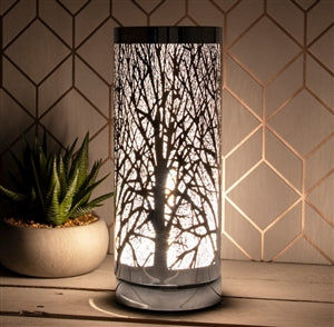 White And Silver Touch Sensitive Aroma Lamp 26cm - Moray Melts