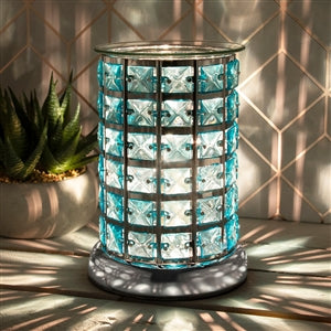 Crystal Touch Sensitive Aroma Lamp Silver & Teal - Moray Melts